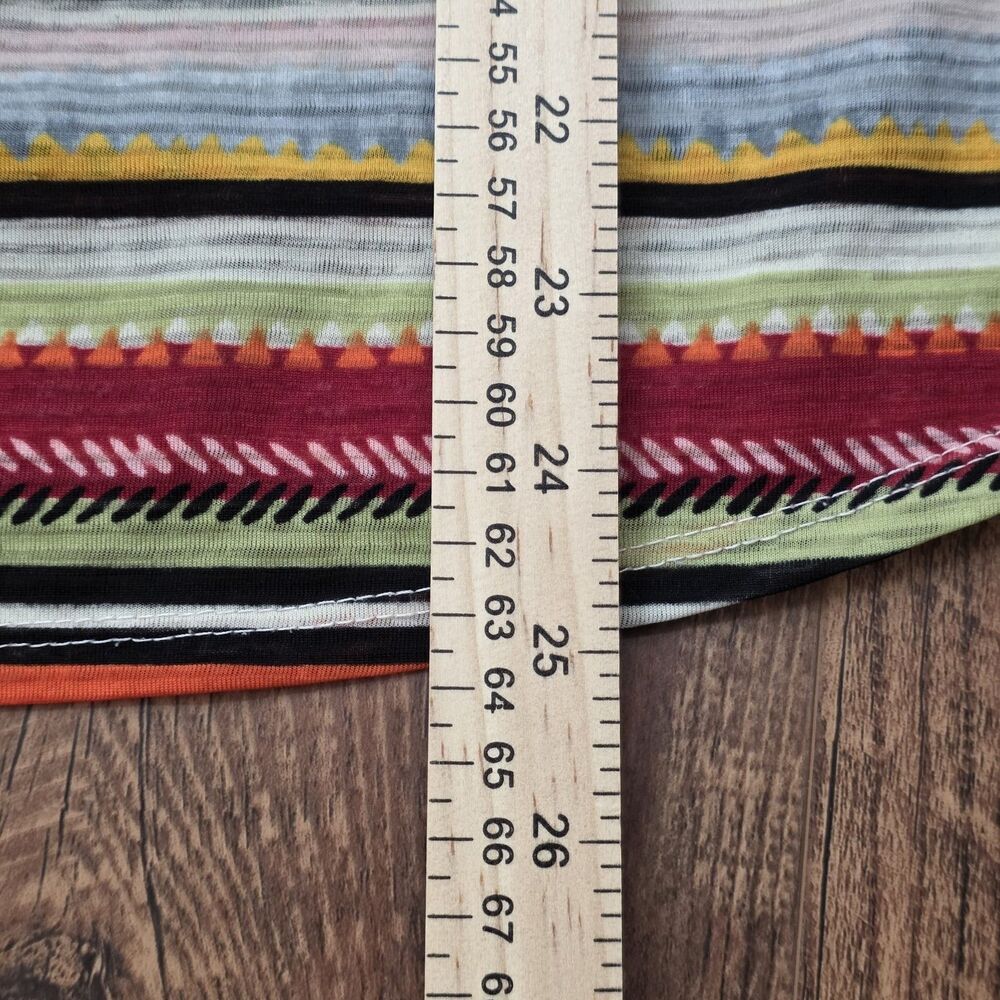 New Directions Boho Peasant Top L Bell Sleeve Festival Aztec Stripe Resort - Picture 9 of 9